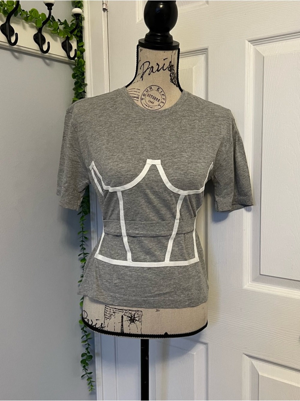 Women’s Grey Graphic Corset-Style Tee